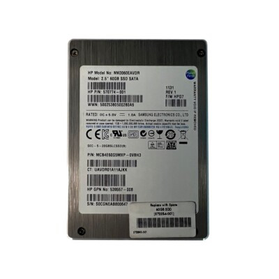 HPE 60 GB Solid State Drive - 2.5" Internal - SATA (SATA/300) - 572254-001