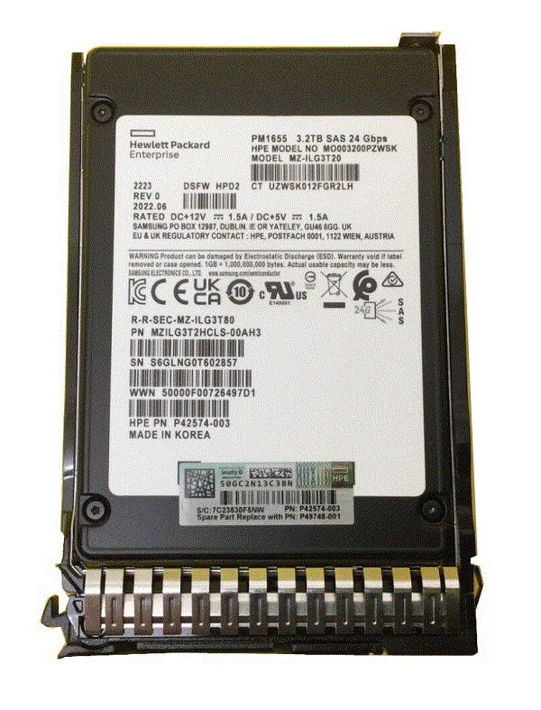 HPE 3.20 TB Solid State Drive - 2.5" Internal - SAS (12Gb/s SAS) - Mixed Use - P42574-003