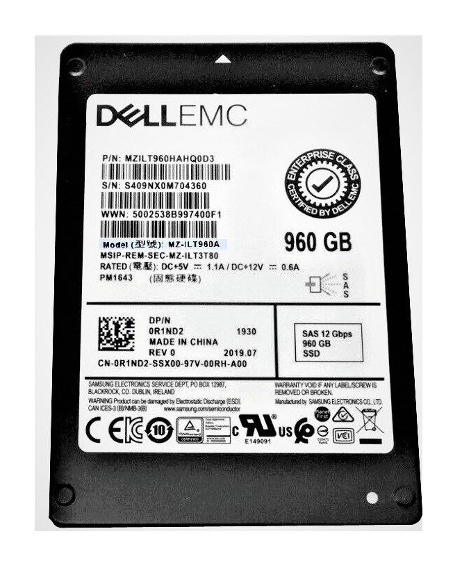 Dell Refurbished Sourcing - Certified Pre-Owned 960 GB Solid State Drive - 2.5" Internal - SAS (12Gb/s SAS) - 512e Format - MZILS960HEHP0D3-RF