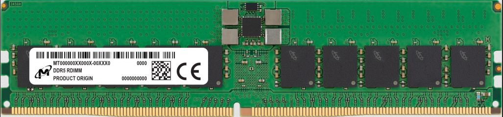 Micron RAM Module - 96 GB (1 x 96GB) - DDR5-5600/PC5-44800 DDR5 SDRAM - 5600 MHz Dual-rank Memory - CL46 - 1.10 V - ECC - Registered - 288-pin - DIMM - MTC40F204WS1RC56BB1