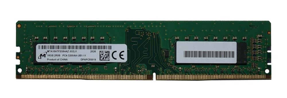 Micron RAM Module - 16 GB (1 x 16GB) - DDR4-3200/PC4-25600 DDR4 SDRAM - 3200 MHz Dual-rank Memory - CL22 - 1.20 V - Non-ECC - Unbuffered - 288-pin - DIMM - MTA16ATF2G64AZ-3G2