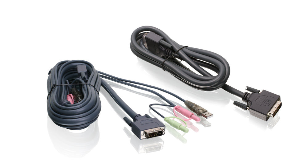 IOGEAR Dual View DVI USB KVM Cable Kit with Audio – 6 ft – Supports HD 1080p Video from DVI-Enabled Devices – TAA Compliant - G2L7202U