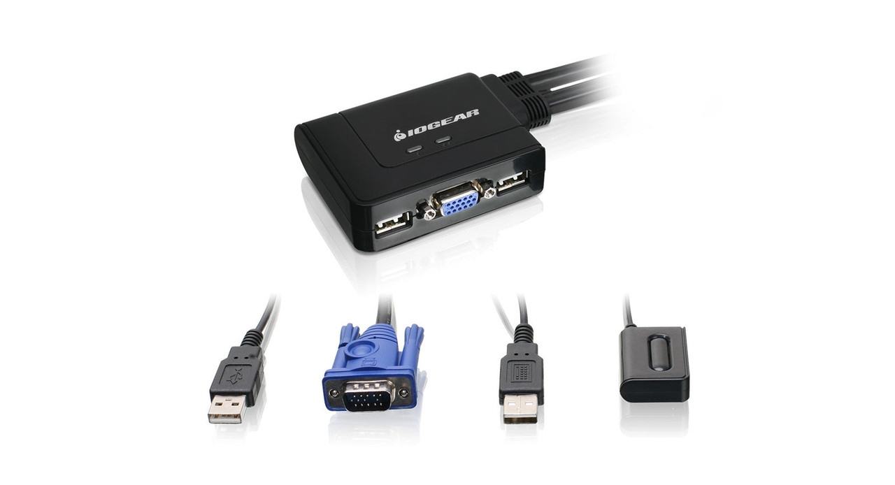 IOGEAR 2-Port USB KVM Switch with Cables and Remote - GCS22U