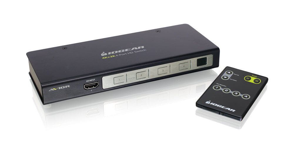 IOGEAR 4K UHD 4-Port HDMI Switch with RS-232 Support – Connects Up to 4 HDMI Sources to One Display – GHSW8241
