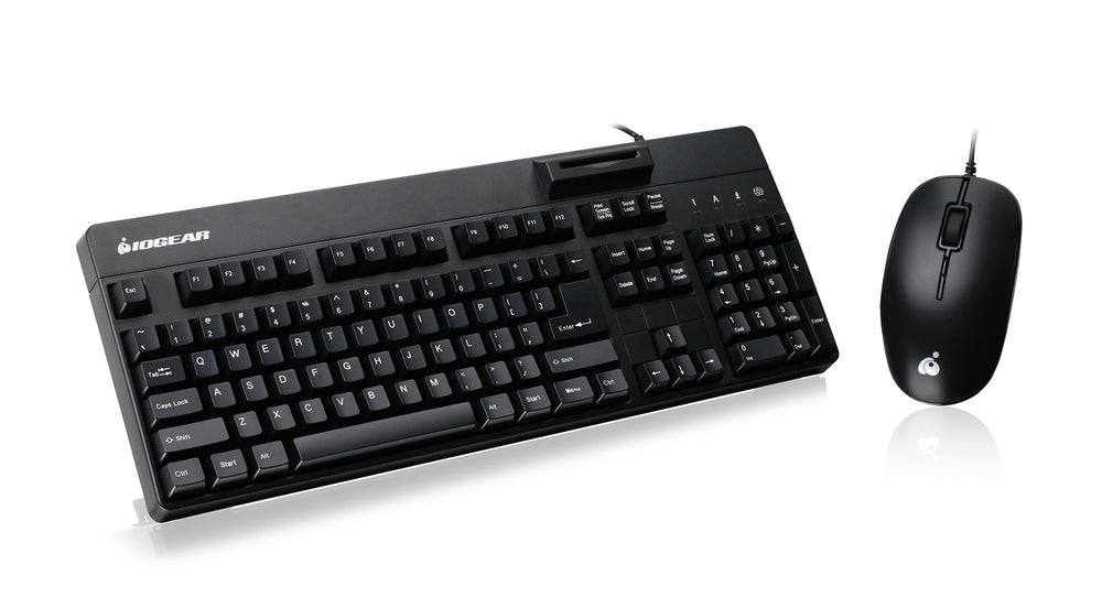 IOGEAR TAA-Compliant 104-key Keyboard & 3-button Mouse With Built-in CAC Reader - GKBSR202TAAKIT