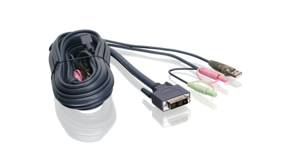 IOGEAR 6 ft Single Link DVI-I USB KVM Cable – Provides Digital and Analog Video Connectivity Between DVI, VGA, USB Computer, and KVMP – G2L7D02UI