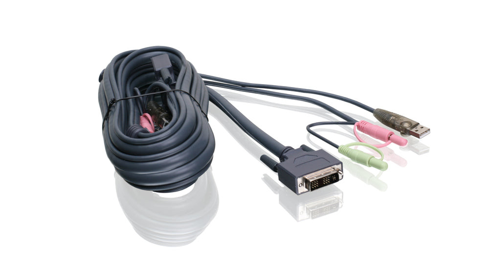 IOGEAR 10 ft Single Link DVI-I USB KVM Cable – Provides Digital and Analog Video Connectivity Between DVI, VGA, USB Computer, and KVMP - G2L7D03UI