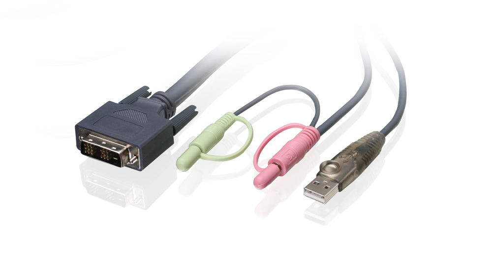 IOGEAR 10 ft Single Link DVI-D USB KVM Cable – Provides Digital Video Connectivity Between DVI, USB Computer, and KVMP – G2L7D03U