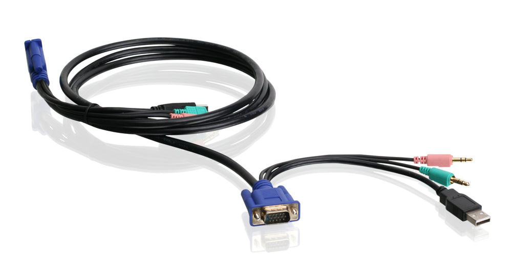 IOGEAR 6 ft USB VGA KVM Cable with Speaker and Mic – USB 2.0 Connectivity Between VGA, USB Computer, and KVMP – G2L5102U