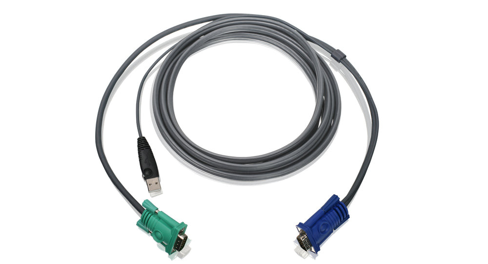IOGEAR USB KVM Cable – 10 ft – 4 Pin USB Type A (M) to 15 Pin HD D-sub (HD-15) (M) – Double Shielded – G2L5203U