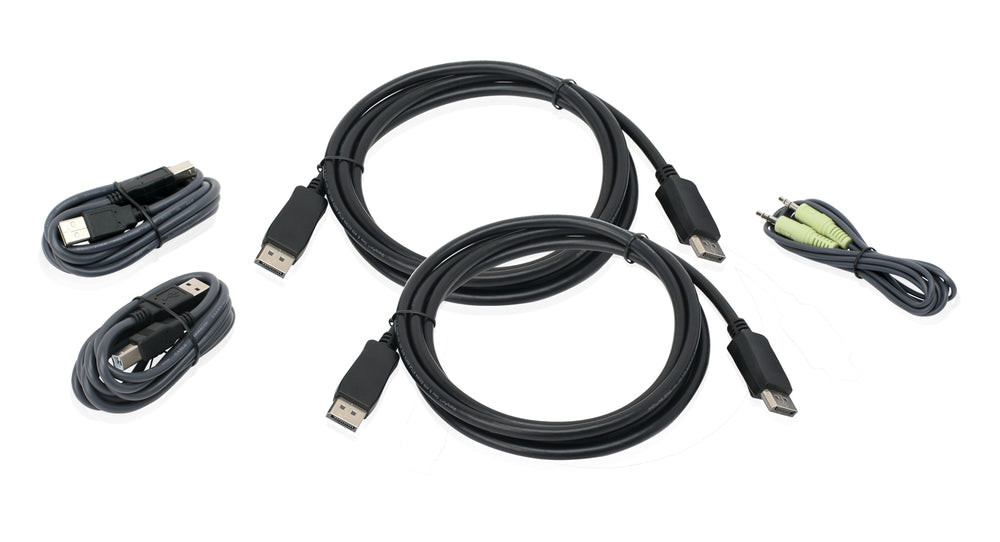 IOGEAR 6 ft Dual View DisplayPort USB KVM Cable Kit with Audio (TAA) - G2L9202UTAA3