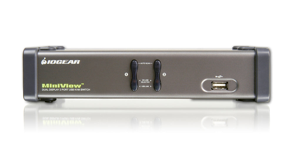 IOGEAR 2-Port DualView USB VGA KVMP Switch with Cables – Audio and USB Peripheral Sharing – TAA Compliant – GCS1742