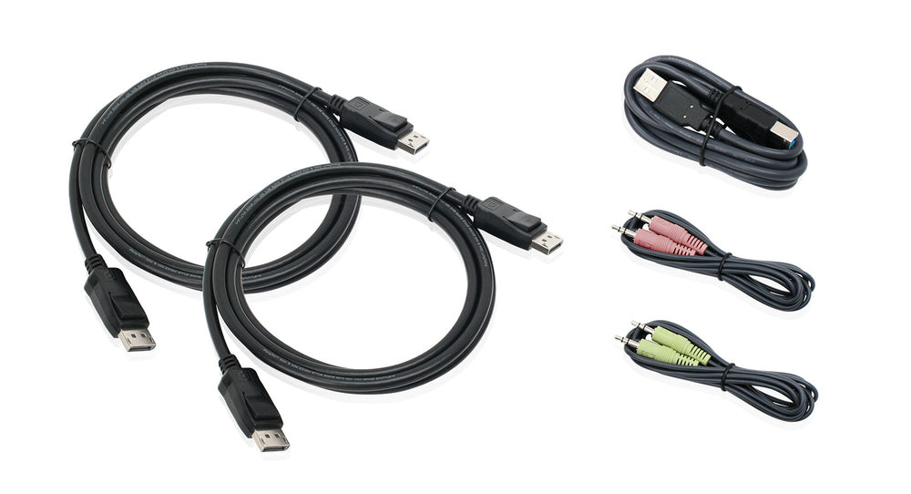 IOGEAR Dual View DisplayPort KVM Cable Set with USB and Audio – 4K Support – TAA Compliant – G2L92A2U
