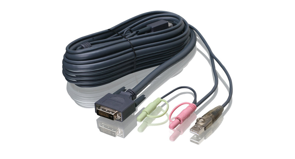 IOGEAR 16 ft. Dual-Link DVI KVM Cable, USB and Audio/Mic - TAA Compliant - G2L7D05UDTAA