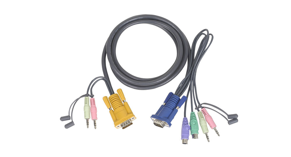 IOGEAR 10 ft Micro-Lite Bonded All-in-One PS/2 KVM Cable for GCS1758, GCS1732, GCS1734 – G2L5303P