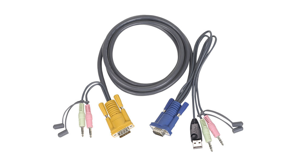 IOGEAR 10 ft Micro-Lite Bonded All-in-One USB KVM Cable for GCS1758, GCS1732, GCS1734 – G2L5303U