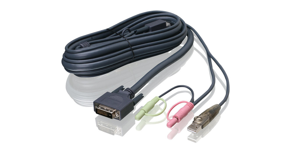 IOGEAR 6 ft. Dual-Link DVI KVM Cable, with USB and Audio/Mic - G2L7D02UD
