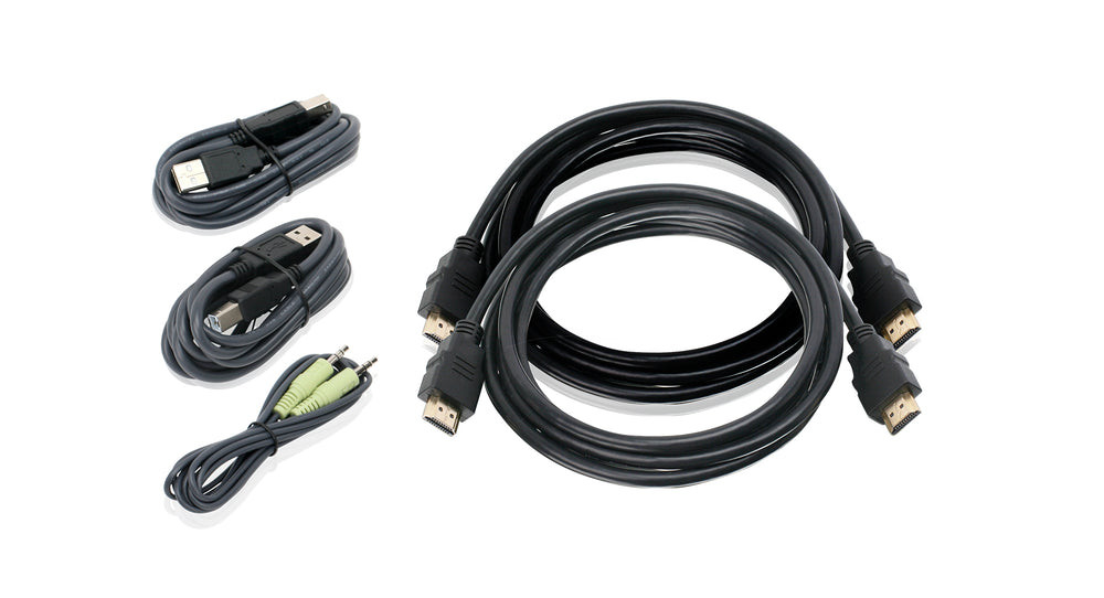 IOGEAR 6 ft. Dual View HDMI, USB KVM Cable Kit with Audio (TAA)- G2L8202UTAA3