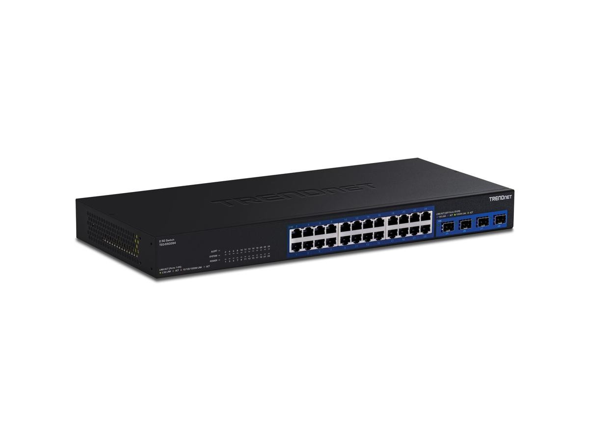 Trendnet Switch - Teg-s50284 - Rack-mountable - Wired - 10gbps - Networking / Ports Qty: 28 - Gigabit Ethernet - 2.5g Rj-45, 10g Sfp+ - 12kb Jumbo Frame - 32k Entries Mac Address Table Size - Lifetime Warranty - TEG-S50284