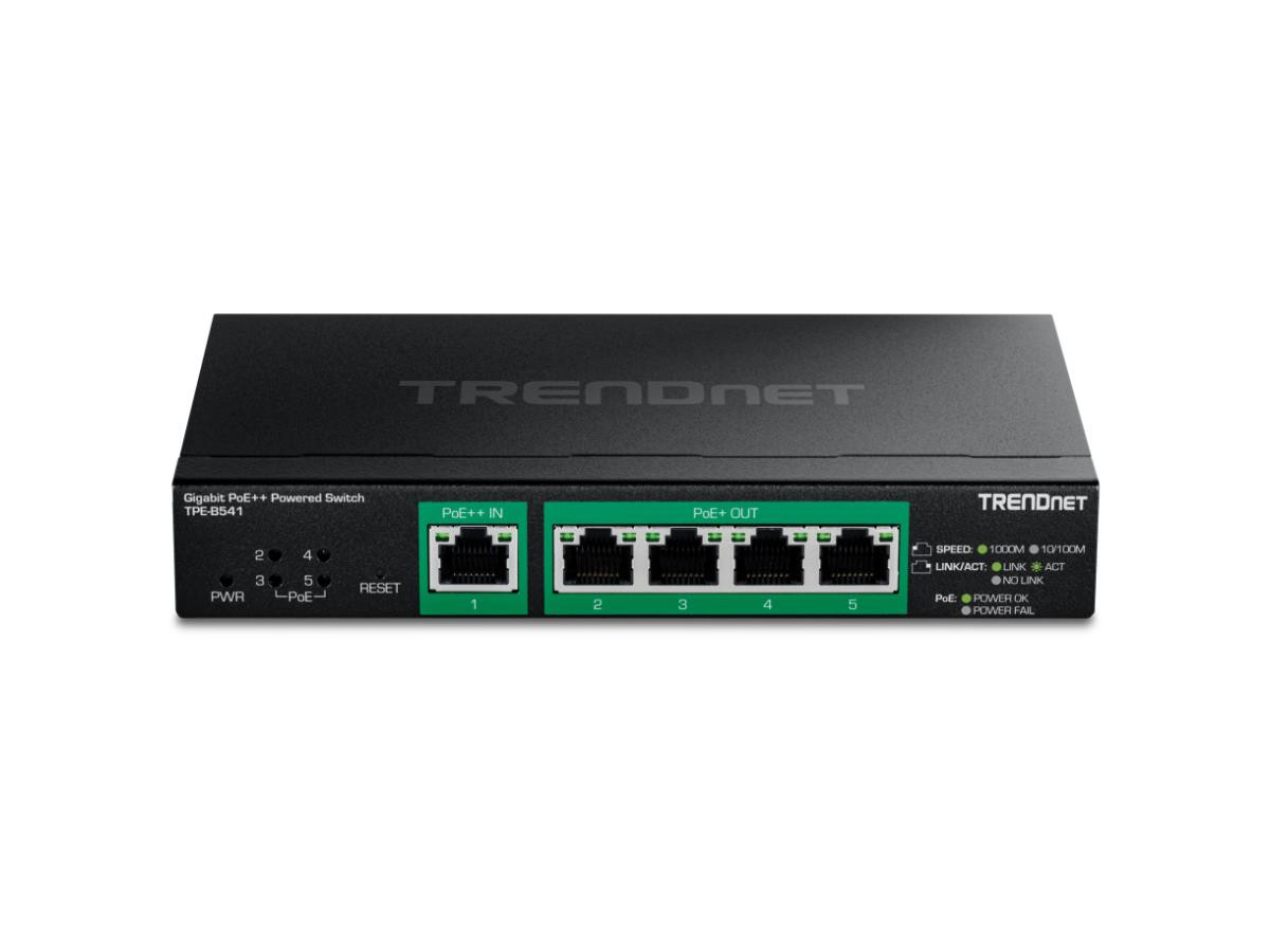Trendnet 5-port Gigabit Poe++ Powered Managed Switch With Poe Passthrough Ti-bg108 - Wired - 2gbps - Networking / Ports Qty: 5 - Gigabit Ethernet - Mtbf 503726 Hours - Lifetime Warranty - TPE-B541
