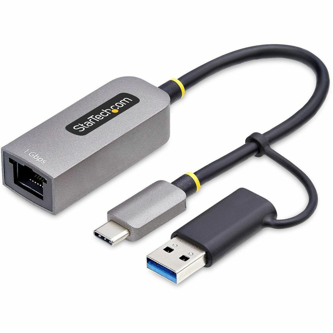 StarTech USB-C to to Ethernet Adapter with USB-A Dongle, 10/100/1000Mbps, USB 3.0 to Gigabit Network Adapter, Windows/macOS/Linux - C21GA-USB-ETHERNET