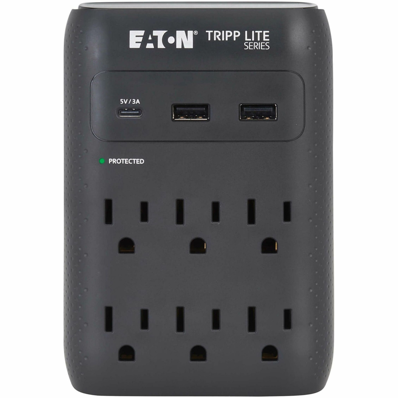 Eaton Tripp Lite Series Protect It! 6-Outlet Surge Protector - 5-15R Outlets, USB-C and USB-A Ports, 5-15P Direct Plug-In, 1080 Joules, Black - SK60CB