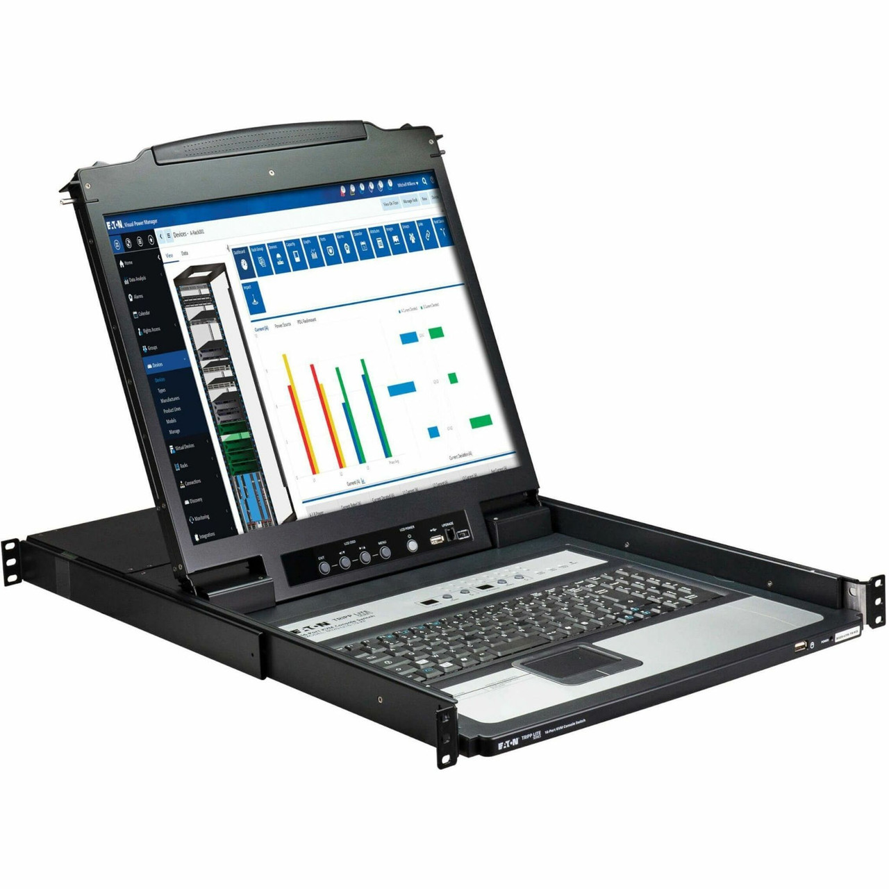 Eaton Tripp Lite Series NetDirector 16-Port 1U Rack-Mount Console KVM Switch with 19 in. LCD, German Keyboard - B020-U16-19-KG