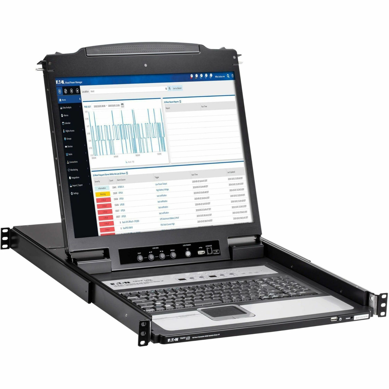 Eaton Tripp Lite Series NetDirector 16-Port 1U Rack-Mount Console IP KVM Switch with 19 in. LCD, German Keyboard - B020-U16-19-IPG