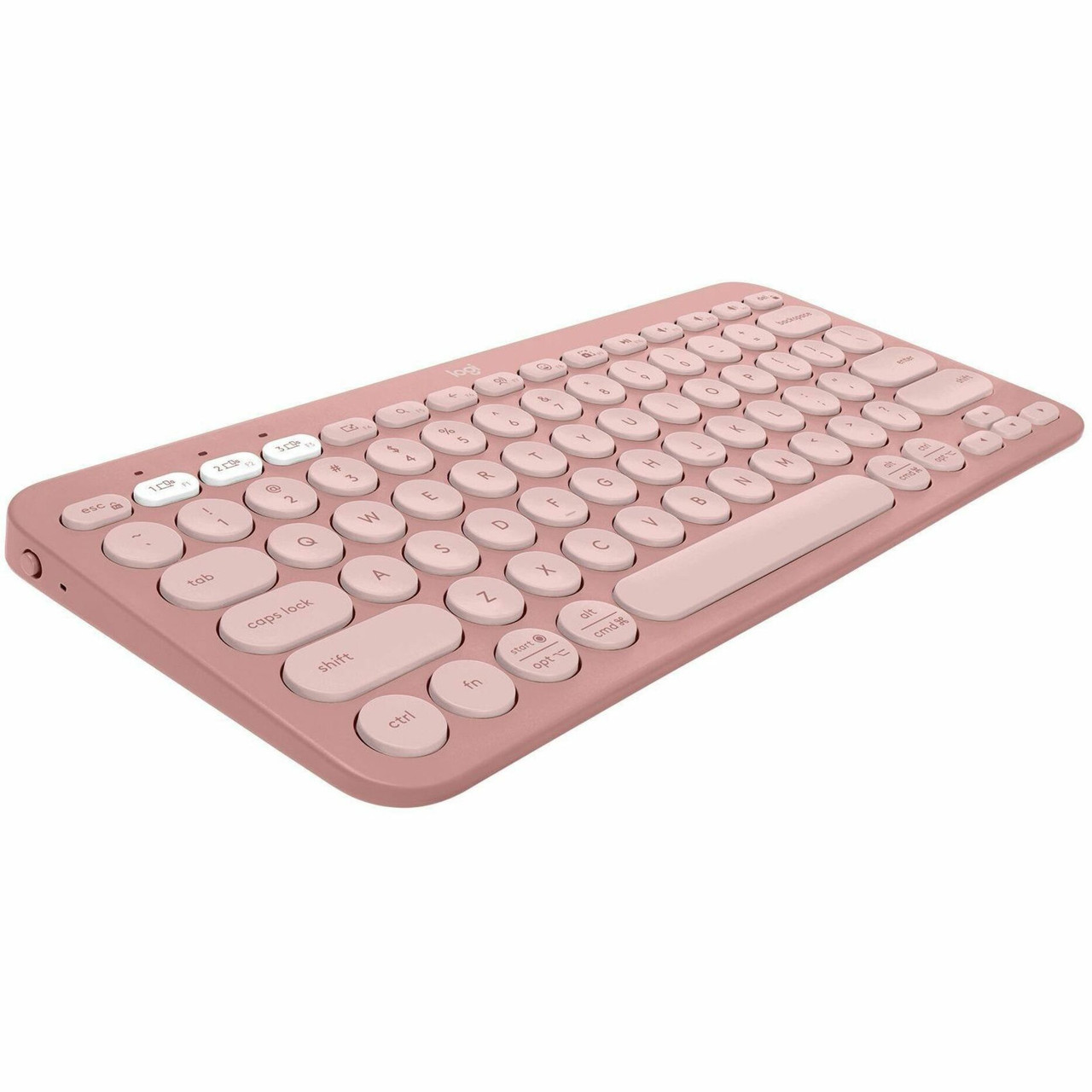 Logitech Pebble Keys 2 K380s, Multi-Device Bluetooth Wireless Keyboard with Customizable Shortcuts, Tonal Rose - Wireless Connectivity - Bluetooth - 32.81 ft - USB Interface Desktop, Search, Back, Dictation  - 920-011777