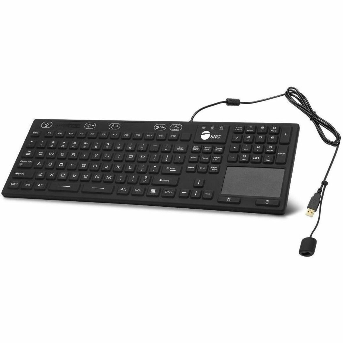 SIIG Industrial/Medical Washable & Dustproof Keyboard w/ Touchpad - JK-US0W11-S1