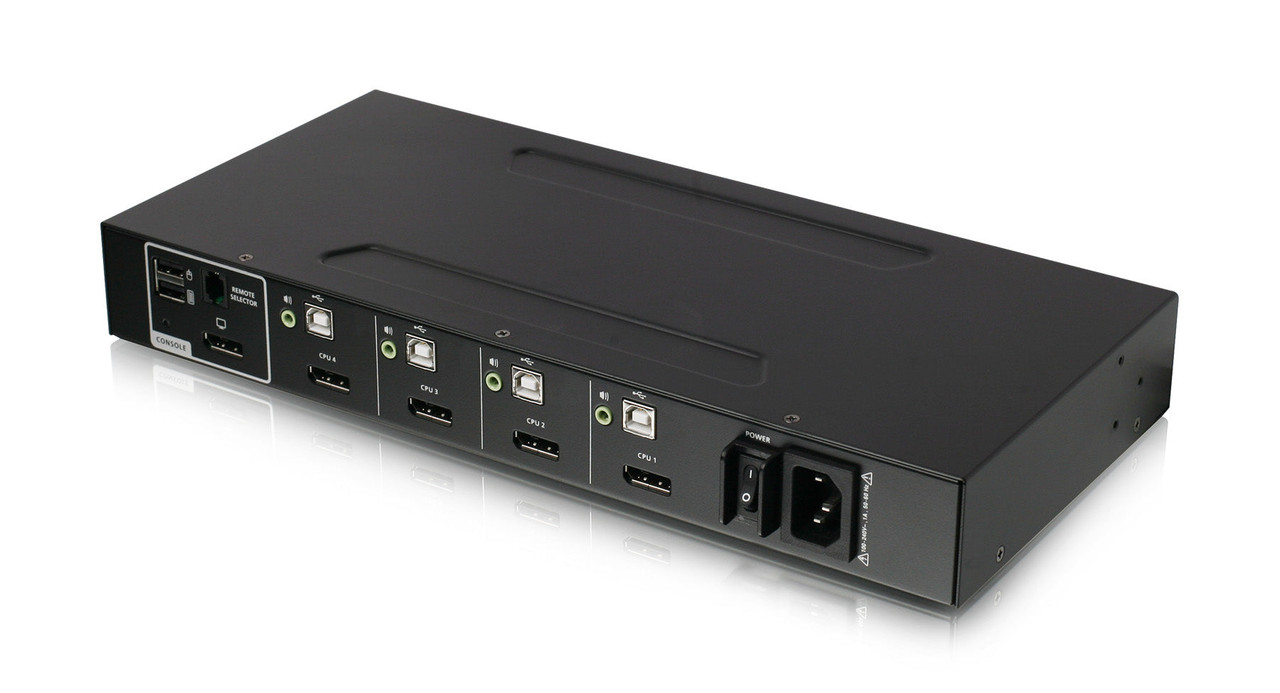 IOGEAR Universal 4-Port Single View DisplayPort/HDMI Secure KVM Switch Kit with Audio – 4 Computers – 4K 3840 x 2160 at 50/60 Hz – RJ-45 – USB – DisplayPort – TAA Compliant – GCS1414TAA4-UN10