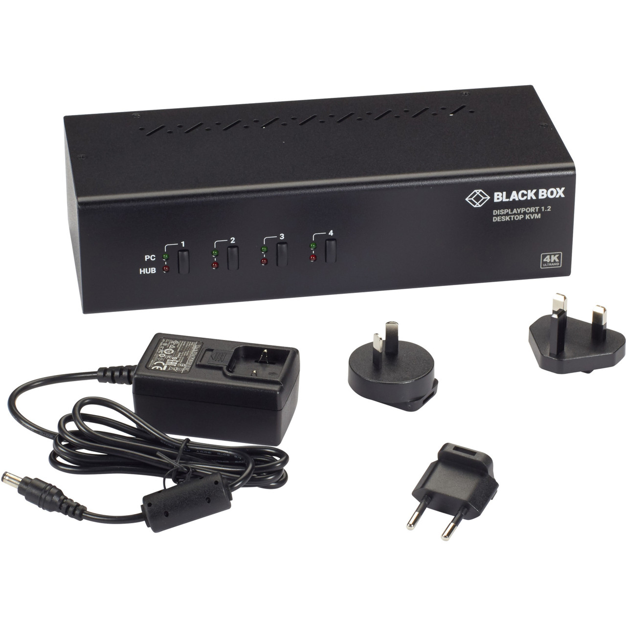 Blackbox KVM Switch - Dual-Monitor, DisplayPort 1.2, 4K 60Hz, USB 3.0 Hub, Audio - KV6224DP