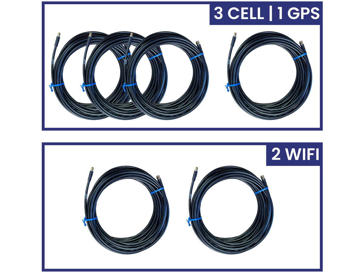 Parsec LSR240 Cable Kit For A 6:1 Antenna With 3 Cell, 2 Wifi And Gps Cables. Sma Female To Sma Male Connectors, 6 Cables At 30 Ft Each. - PC2403L2WG30SFSM