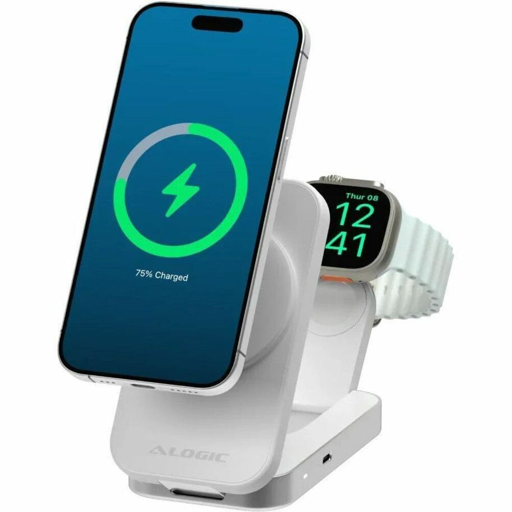 Alogic Flip 2-in-1 Qi2 Fast Wireless Charging Stand - AL21WCFL-WH