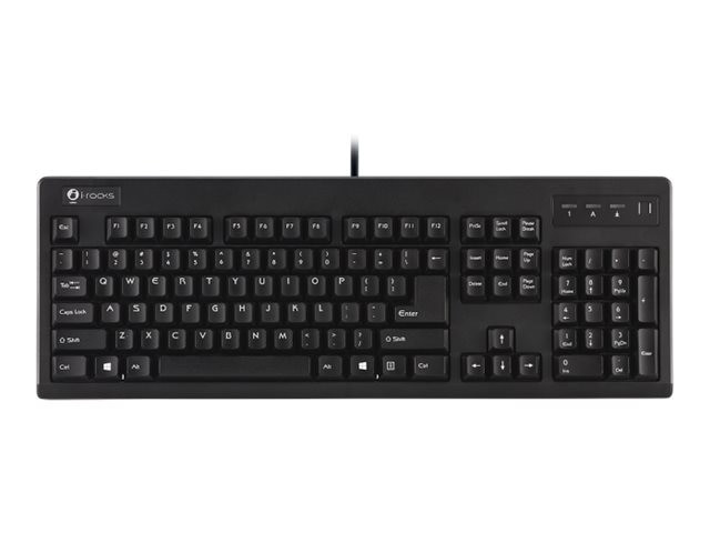 Global Silicon Buslink i-Rocks Fingerprint Biometrics log in Security Windows Hello Compatible USB Keyboard for PC Black - IRK27WF-BK