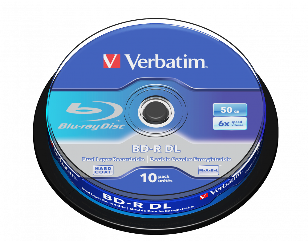 Verbatim Blu-Ray Disc, BD-R DL 50GB 6x 10 Pack Spindle - 43746