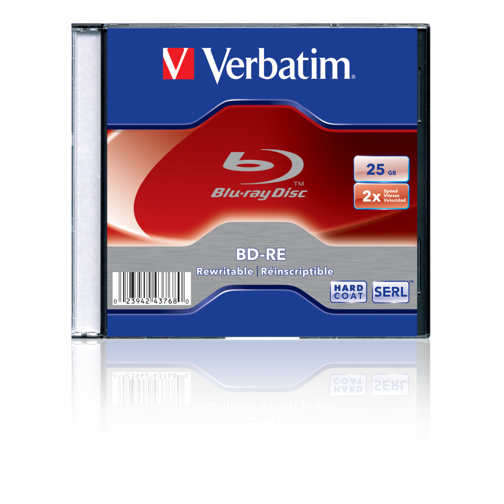Verbatim Blu-Ray Disc, BD-RE SL 25GB 2x Single Slim Case - 43768