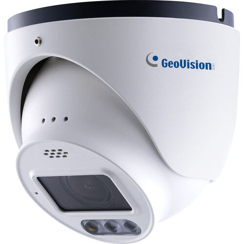 GeoVision AI 4MP WDR Pro Eyeball Dome IP Cam, H.265 4.3x Super Low Lux Full Color Warm LED (256G Micro SD) - 125-GEBF491-256G
