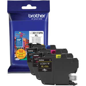 Brother LC30173PK Original High Yield Inkjet Ink Cartridge - Cyan, Magenta, Yellow - 3 / Pack - 550 Pages Cyan, 550 Pages Magenta, 550 Pages Yellow - LC30173PKS