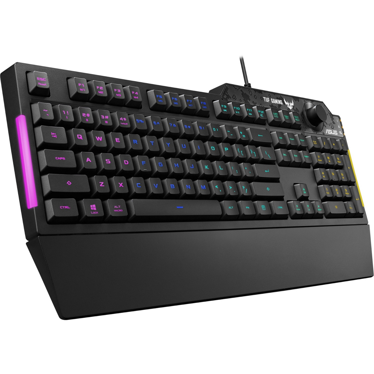 Asus TUF Gaming K1 Gaming Keyboard - Cable Connectivity - USB 2.0 Interface - RGB LED Forward, Adjustable Backlighting, Brightness, Play/Pause, Stop, Skip Backward, Mute Hot Key(s) - PC - Black - RA04 TUGAMINGK1/CA