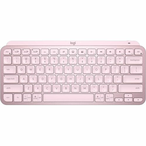 Logitech MX Keys Mini Minimalist Wireless Illuminated Keyboard, Compact, Bluetooth, USB-C - Rose - Wireless Connectivity - Bluetooth - 32.81 ft - USB Interface Emoji, Dictation, Mute Hot Key(s) - 920-010474