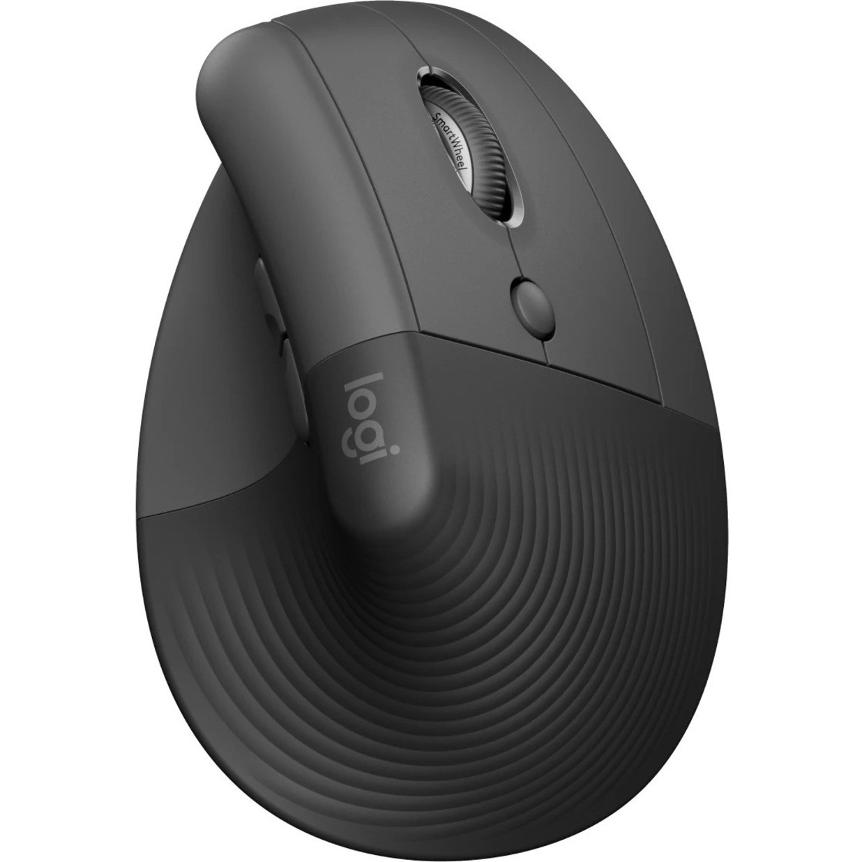 Logitech Lift Vertical Ergonomic Mouse, Wireless, Bluetooth or Logi Bolt USB receiver, Quiet clicks, 4 buttons, Graphite - Optical - Wireless - Bluetooth - Graphite - USB - 4000 dpi - 910-006466