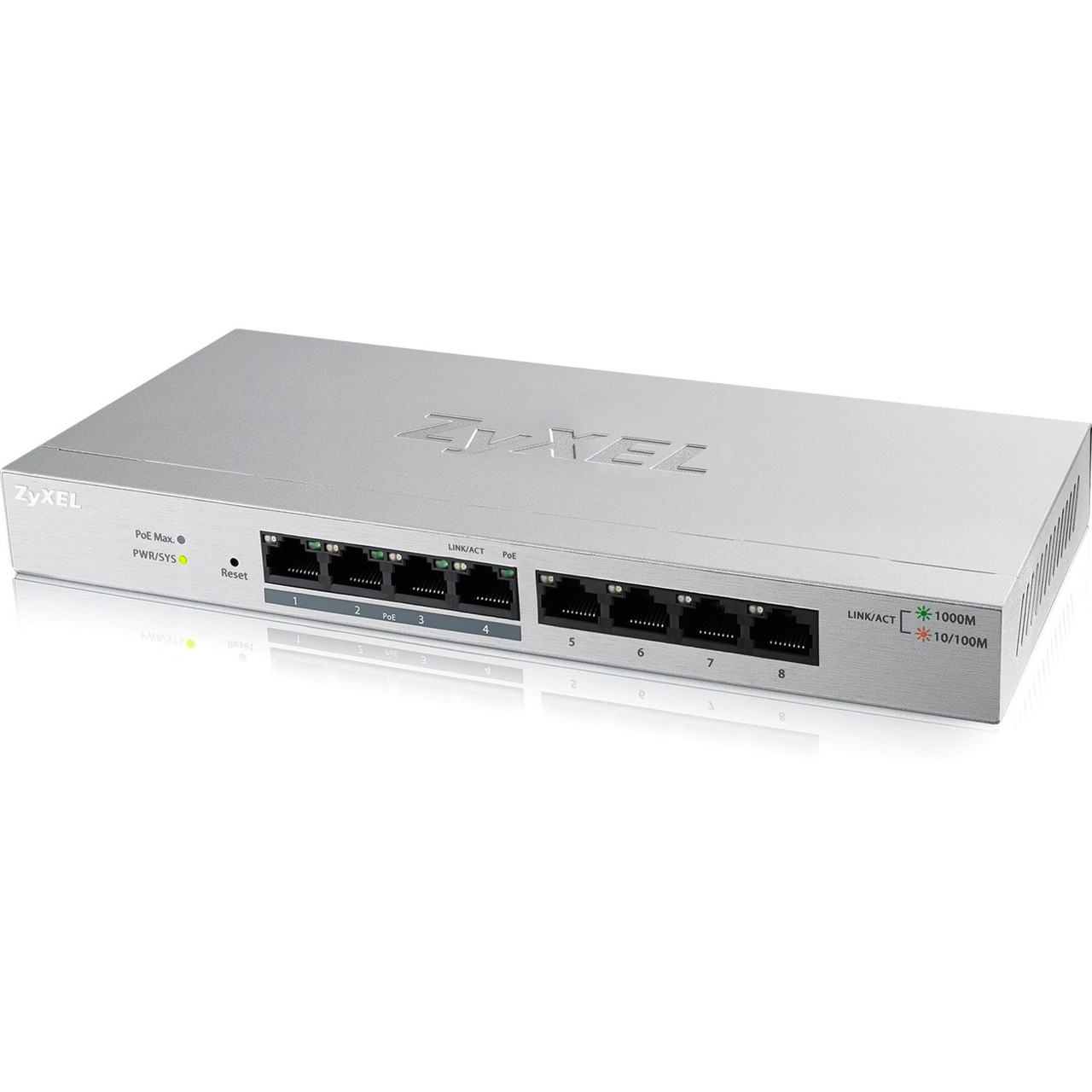 Zyxel  Fanless 8 Port Gbe PoE+ L2 Web Managed Switch (70W) - GS1900-8HPREV03F