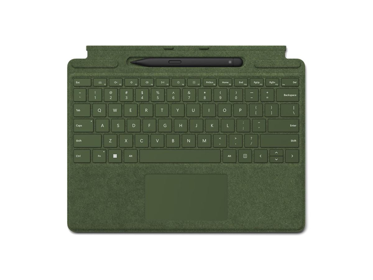 Microsoft Surface Pro Signature Keyboard - Touchpad, Accelerometer, Surface Slim Pen 2 Storage and Charging Tray - QWERTY - English - Forest - With Slim Pen 2 - 8X8-00118