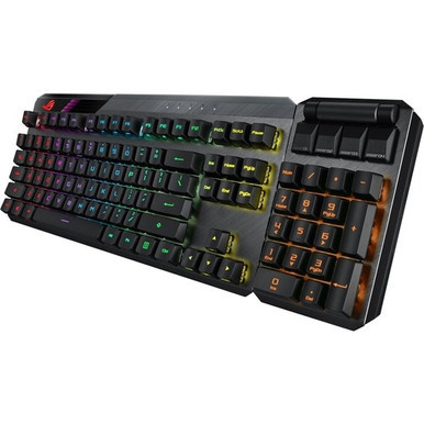 Asus  Rog Claymore Ii Gaming Keyboard - Wired/Wireless Connectivity - Rf - 2.40 Ghz - Usb 2.0 Interface - Rgb Led Previous Track, Play/Pause, Mute, Stop, Skip Backward  - MA02 ROG CLAYMORE II/RD/US/PBT