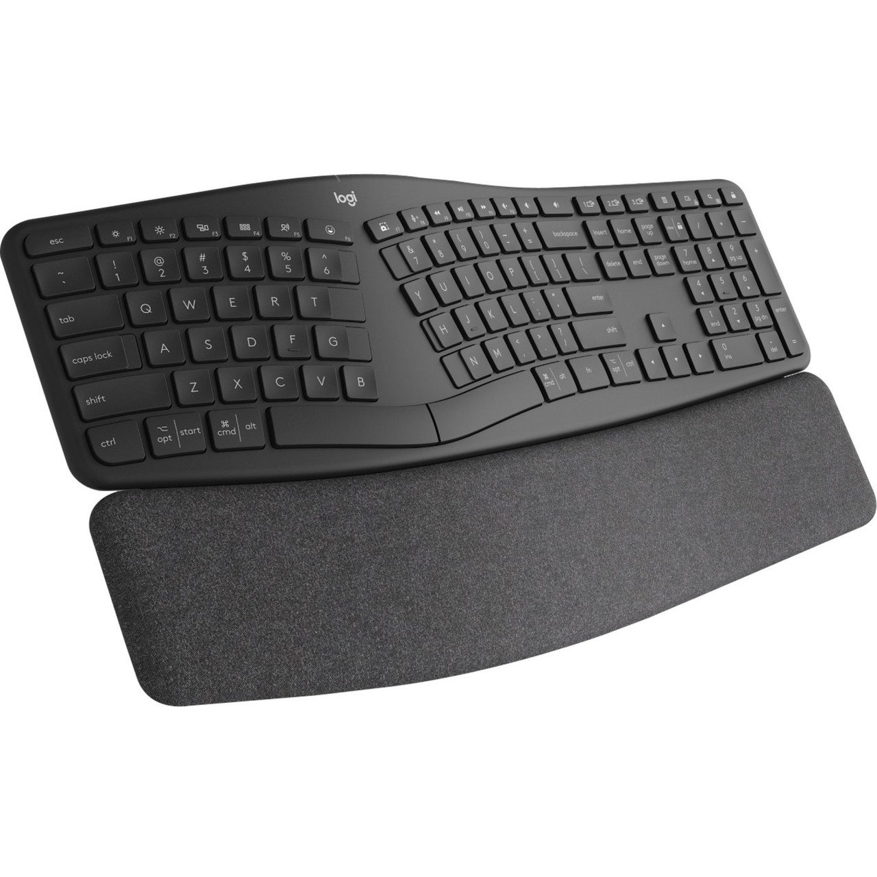 Logitech ERGO K860 Split Keyboard for Business - Wireless Connectivity - Bluetooth - 32.81 ft - 109 Key - Spanish (Latin America) - QWERTY Layout - PC, Mac - AAA Battery Size Supported - Graphite - 920-010343