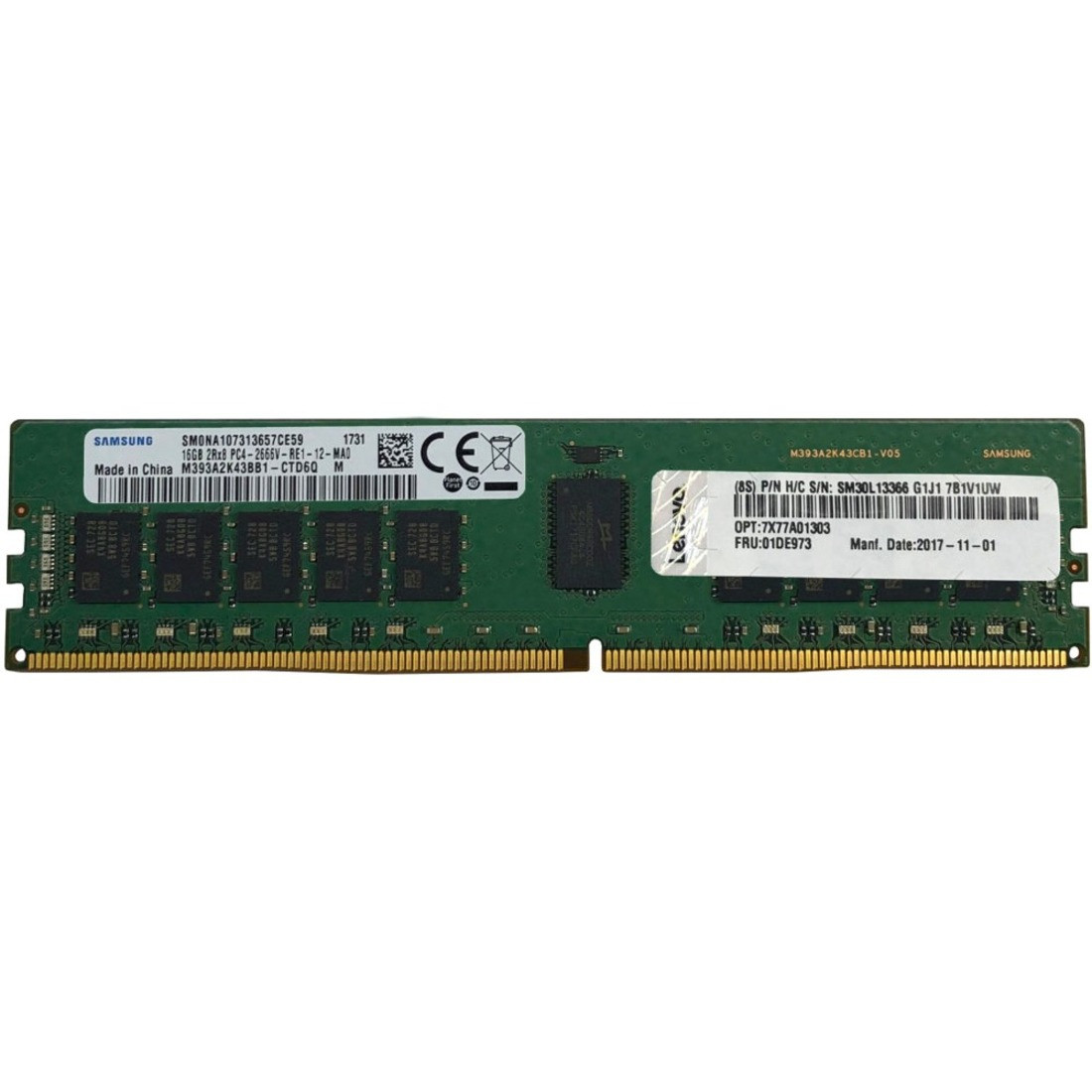 Lenovo 32GB TruDDR5 SDRAM Memory Module - For Server - 32 GB (1 x 32GB) - DDR5-4800/PC5-38400 TruDDR5 - 4800 MHz Dual-rank Memory - 1.10 V - ECC - Registered - 288-pin - DIMM - 4X77A77031