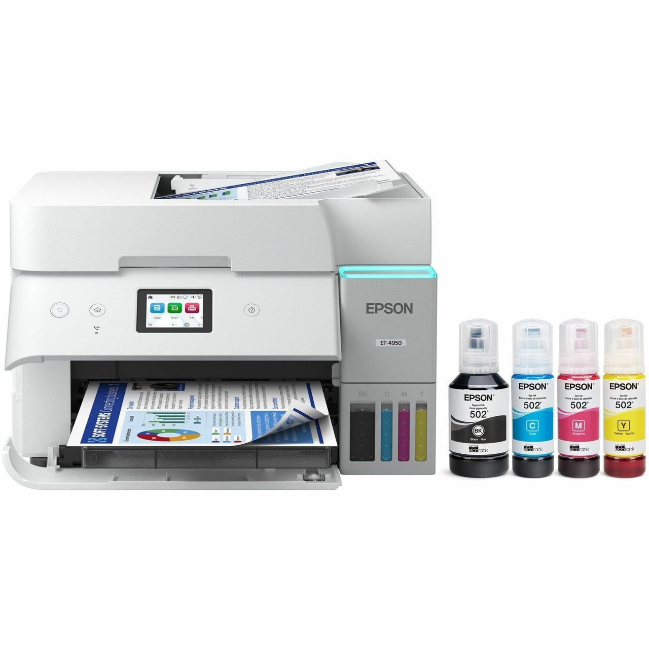 Epson ET-4950 Wired & Wireless EcoTank Inkjet Multifunction Printer - Color - White - C11CL40202