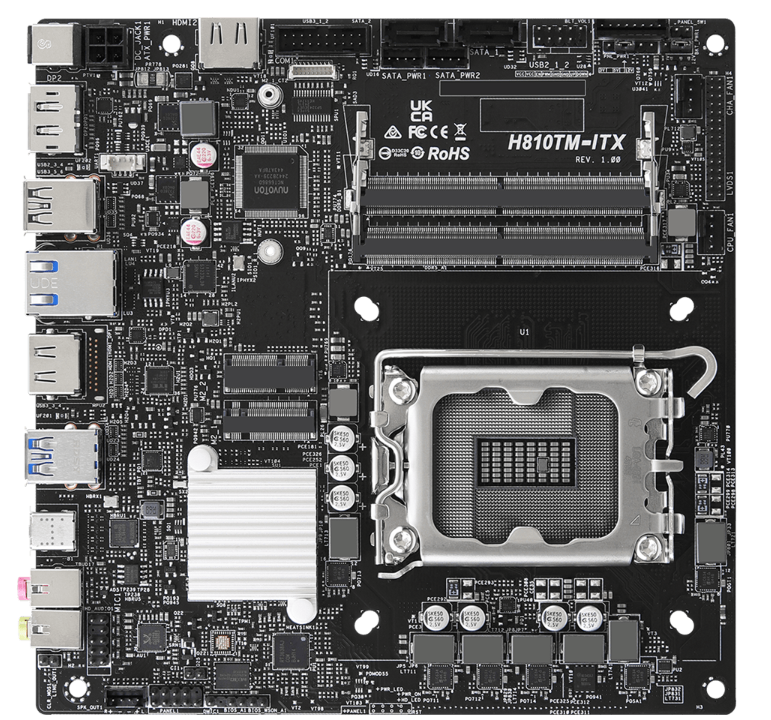 AsRock Thin Mini-ITX Motherboard CPU Supports Intel Core Ultra Processors (Series 2) (LGA1851)- H810TM-ITX