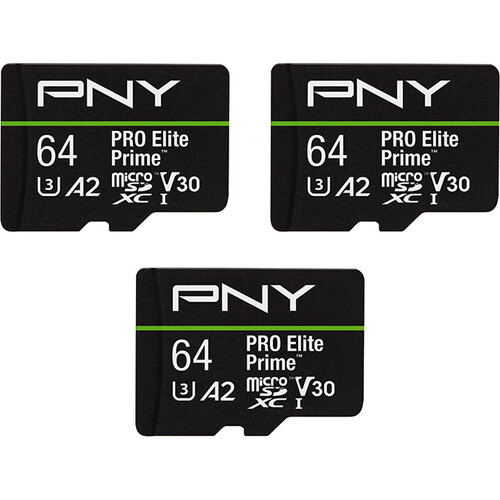 PNY 64GB Pro Elite microSDXC Memory Card (U3, 3-Pack) - P-SDU64GX3V32200PEP-GE